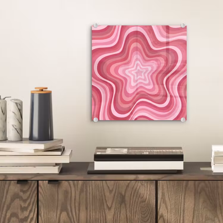 Glas schilderij - Ster - Golvend - Abstract - Roze — 2