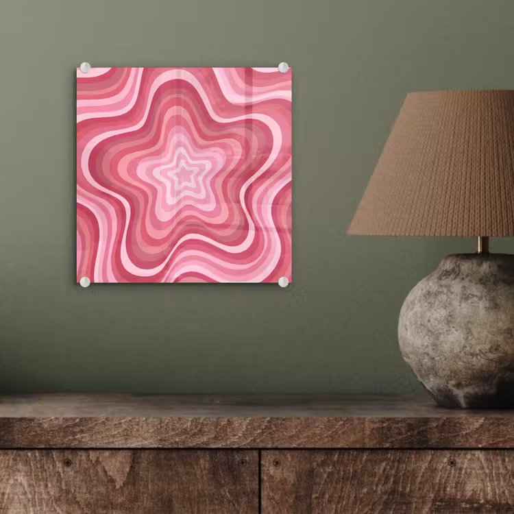 Glas schilderij - Ster - Golvend - Abstract - Roze — 4