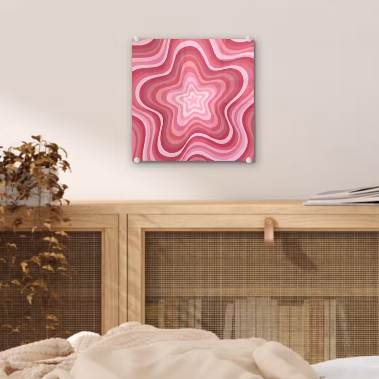 Glas schilderij - Ster - Golvend - Abstract - Roze — 5
