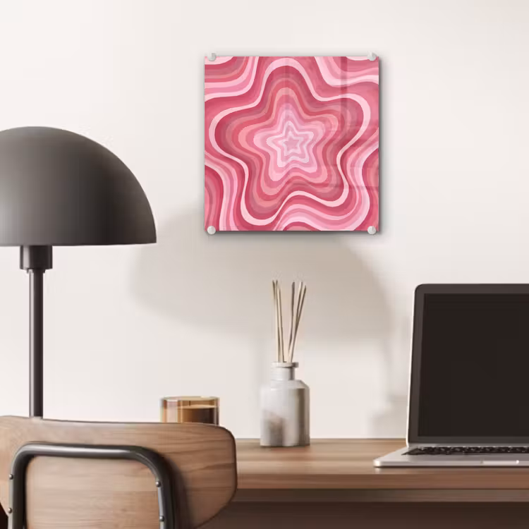 Glas schilderij - Ster - Golvend - Abstract - Roze — 7