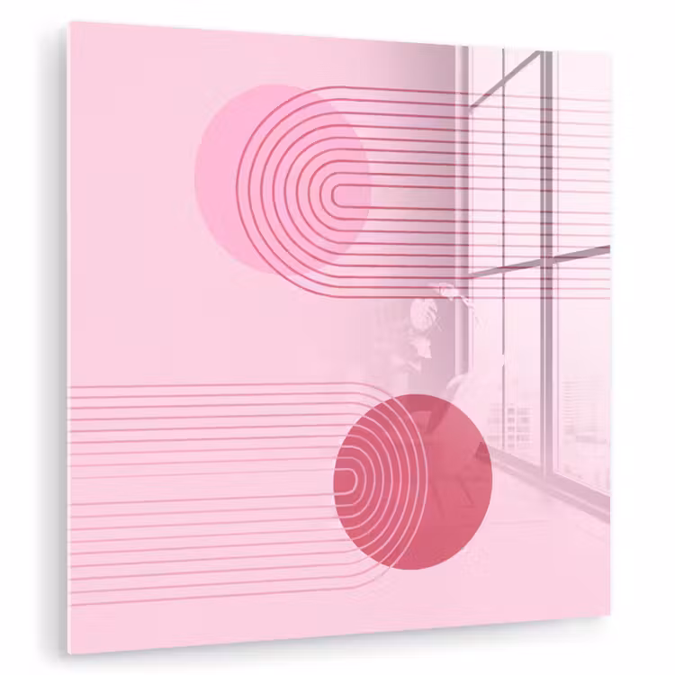 Glas schilderij - Vormen - Lijnen - Minimalistisch - Roze — 1