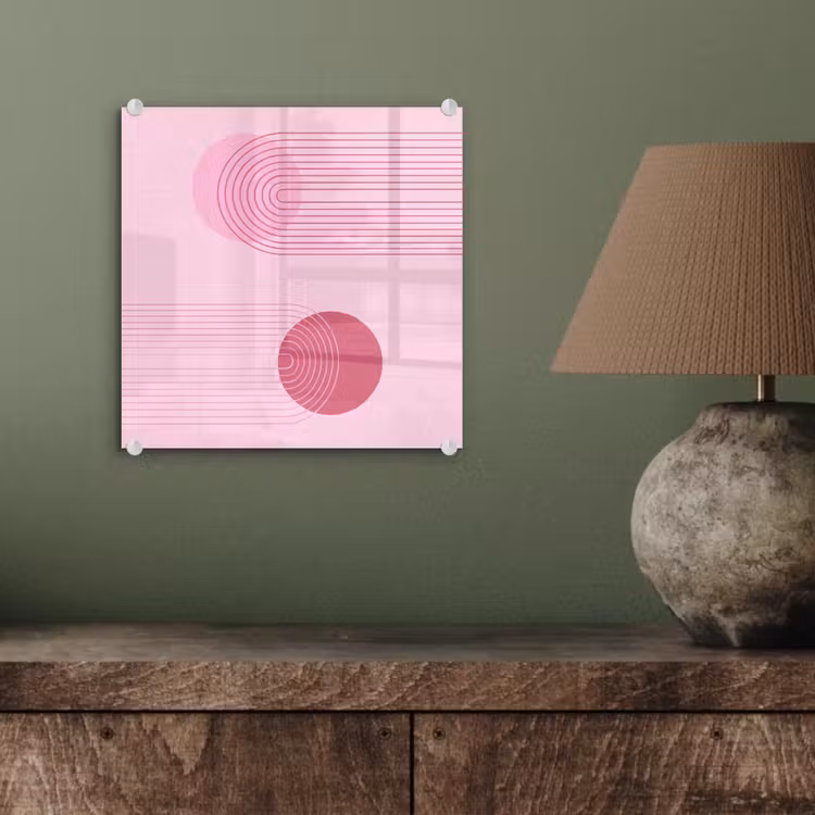 Glas schilderij - Vormen - Lijnen - Minimalistisch - Roze — 4