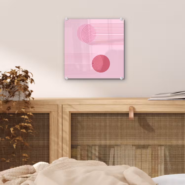Glas schilderij - Vormen - Lijnen - Minimalistisch - Roze — 5