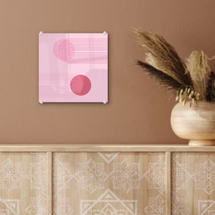 Glas schilderij - Vormen - Lijnen - Minimalistisch - Roze — 6