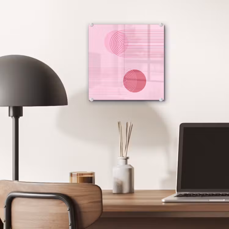 Glas schilderij - Vormen - Lijnen - Minimalistisch - Roze — 7