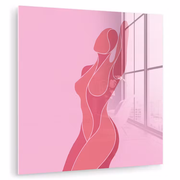 Glas schilderij - Vrouw - Lichaam - Abstract - Roze — 1