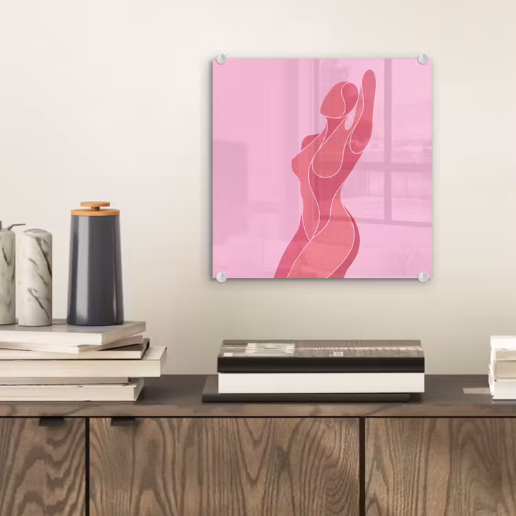Glas schilderij - Vrouw - Lichaam - Abstract - Roze — 2