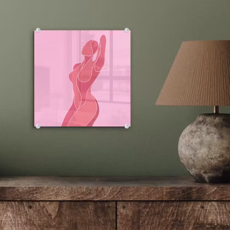 Glas schilderij - Vrouw - Lichaam - Abstract - Roze — 4