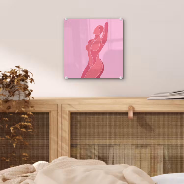 Glas schilderij - Vrouw - Lichaam - Abstract - Roze — 5