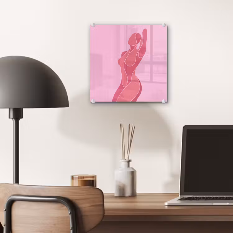 Glas schilderij - Vrouw - Lichaam - Abstract - Roze — 7