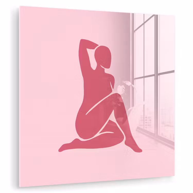 Glas schilderij - Vrouw - Silhouet - Abstract - Modern - Roze — 1