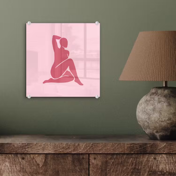 Glas schilderij - Vrouw - Silhouet - Abstract - Modern - Roze — 4