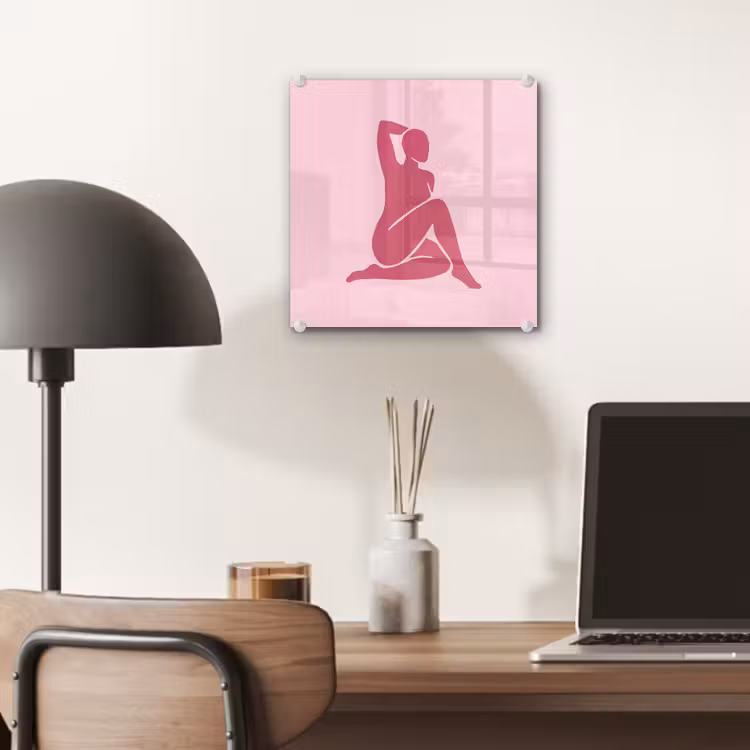 Glas schilderij - Vrouw - Silhouet - Abstract - Modern - Roze — 7