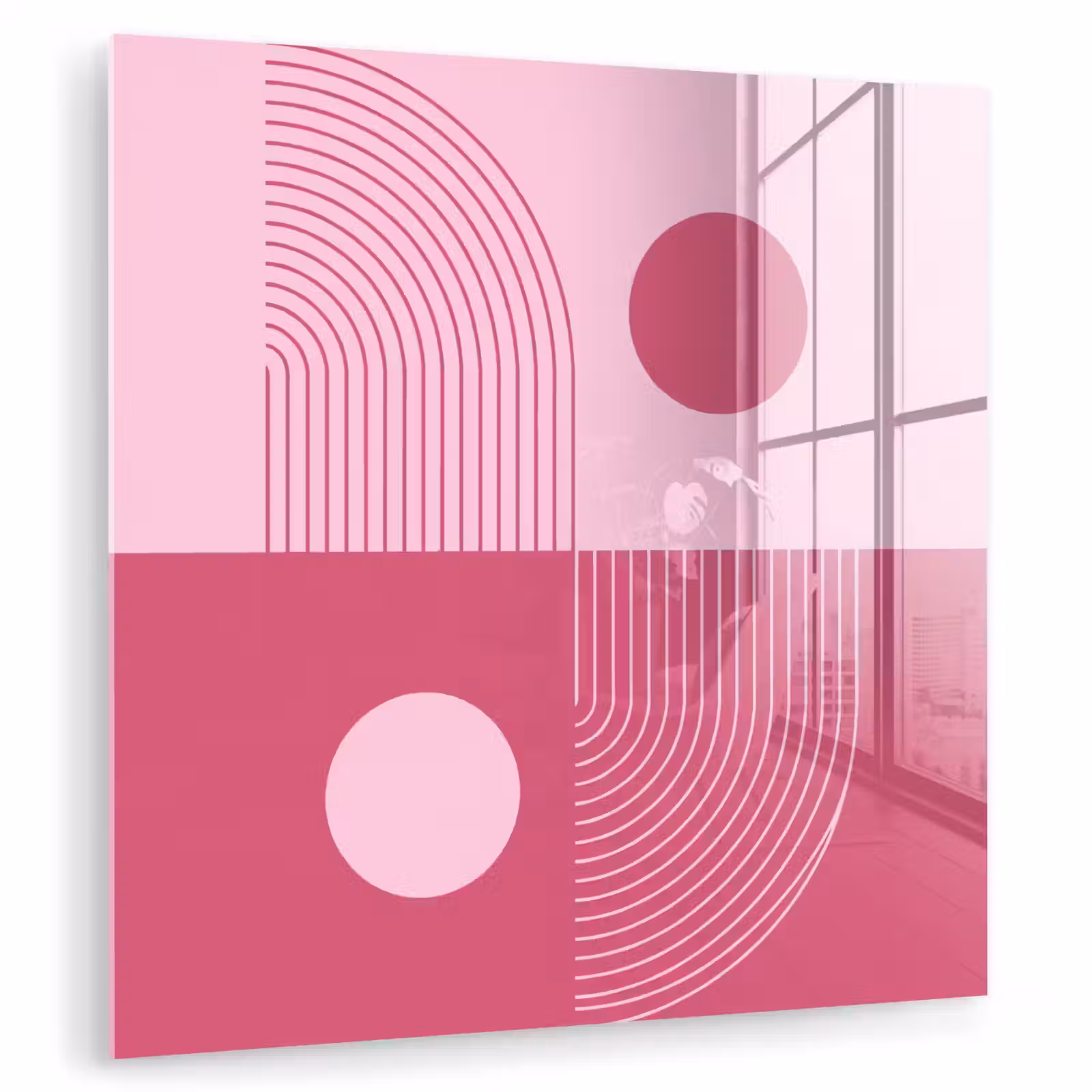 Glas schilderij - Geometrie - Patroon - Abstract - Roze - Modern — 1