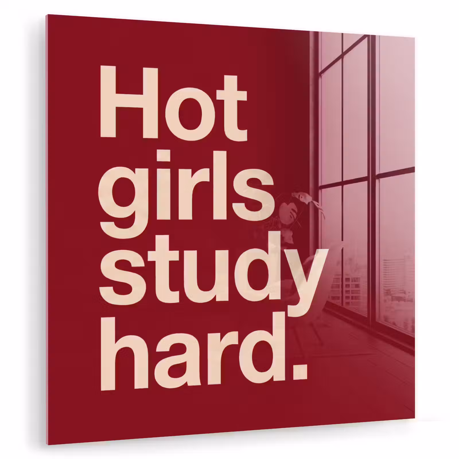 Glas schilderij - Tekst - Studie - Motivatie - Modern - Rood — 1