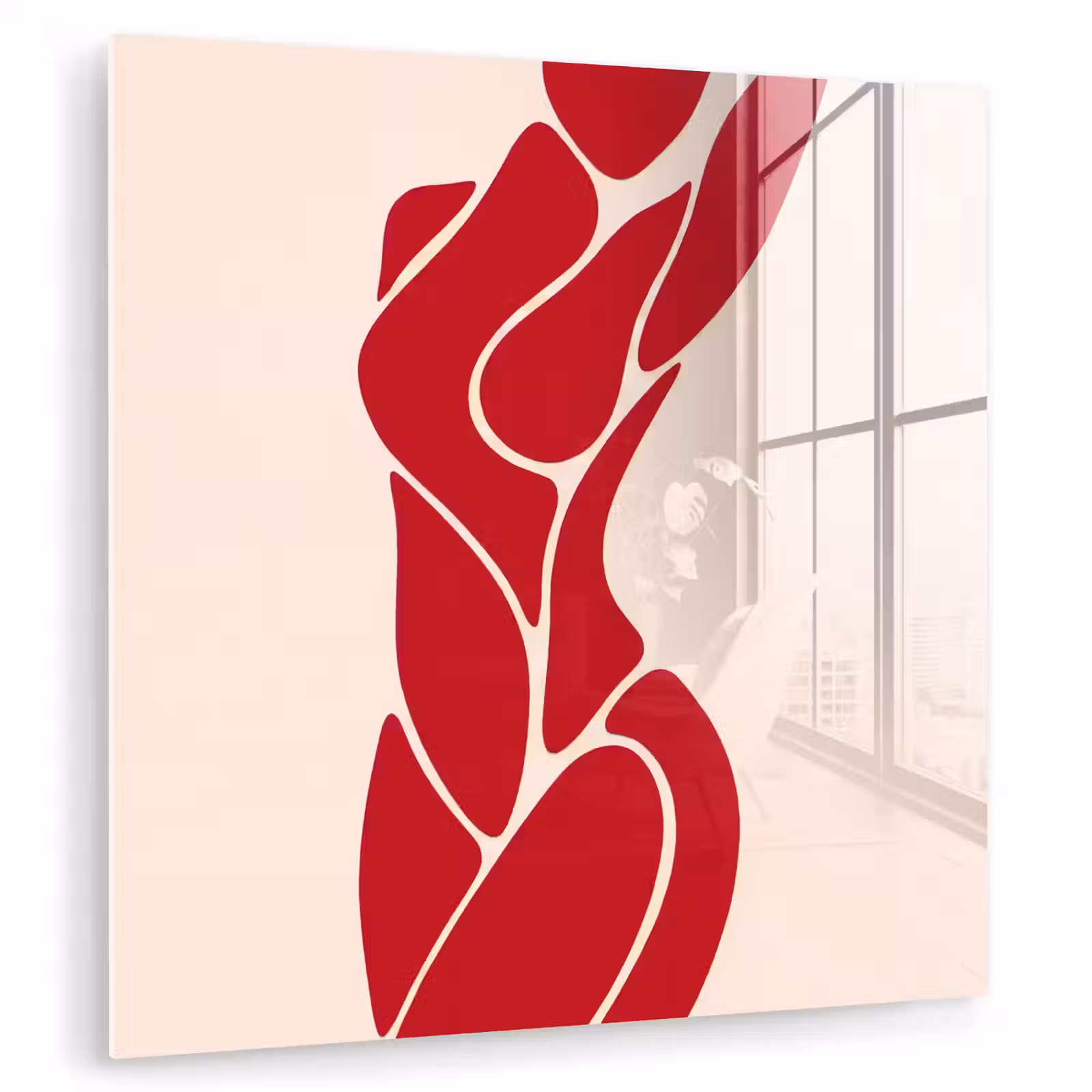 Glas schilderij - Vrouw - Figuur - Abstract - Modern - Rood — 1