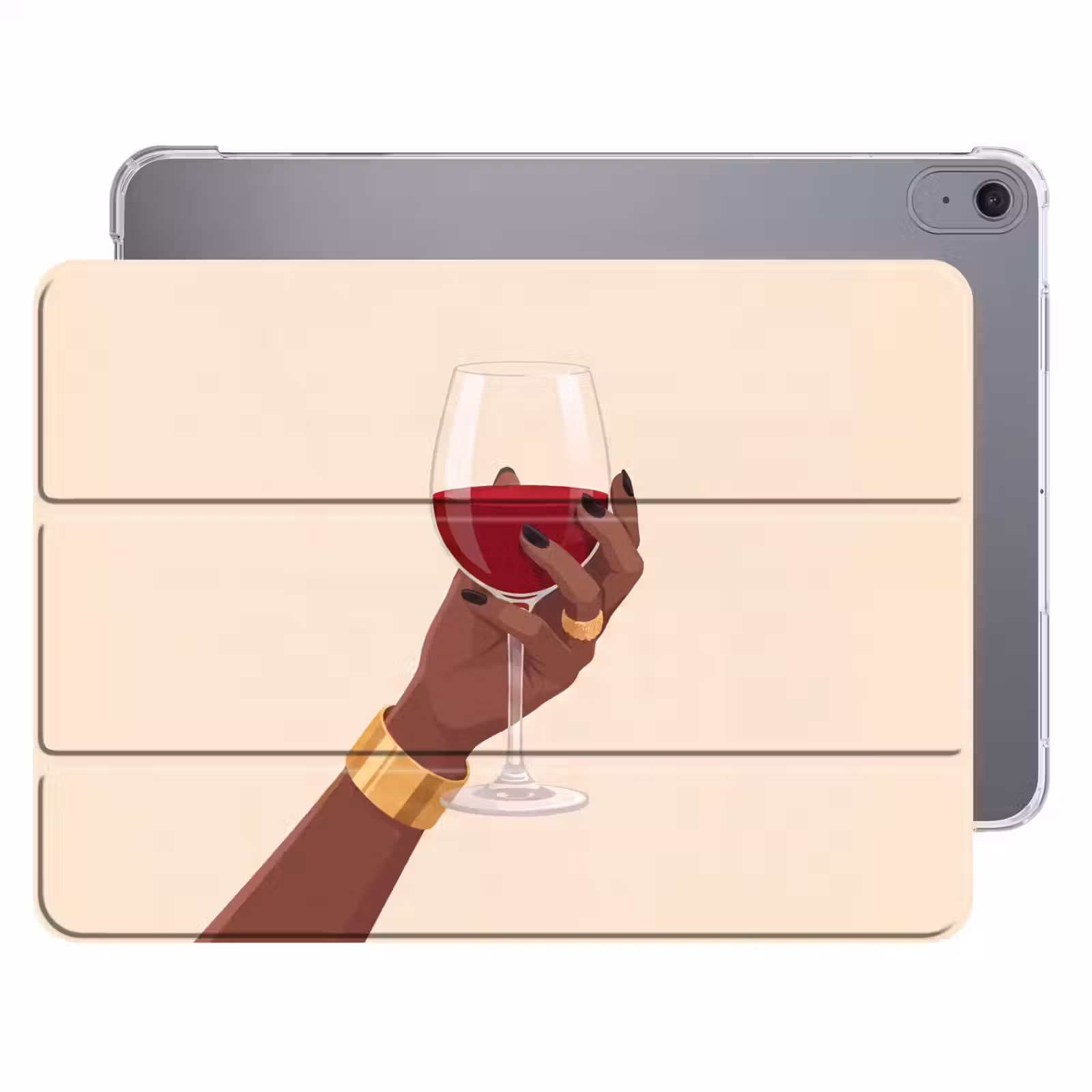 iPad hoes - Vrouw - Wijn - Glas - Illustratie - Rood — 1