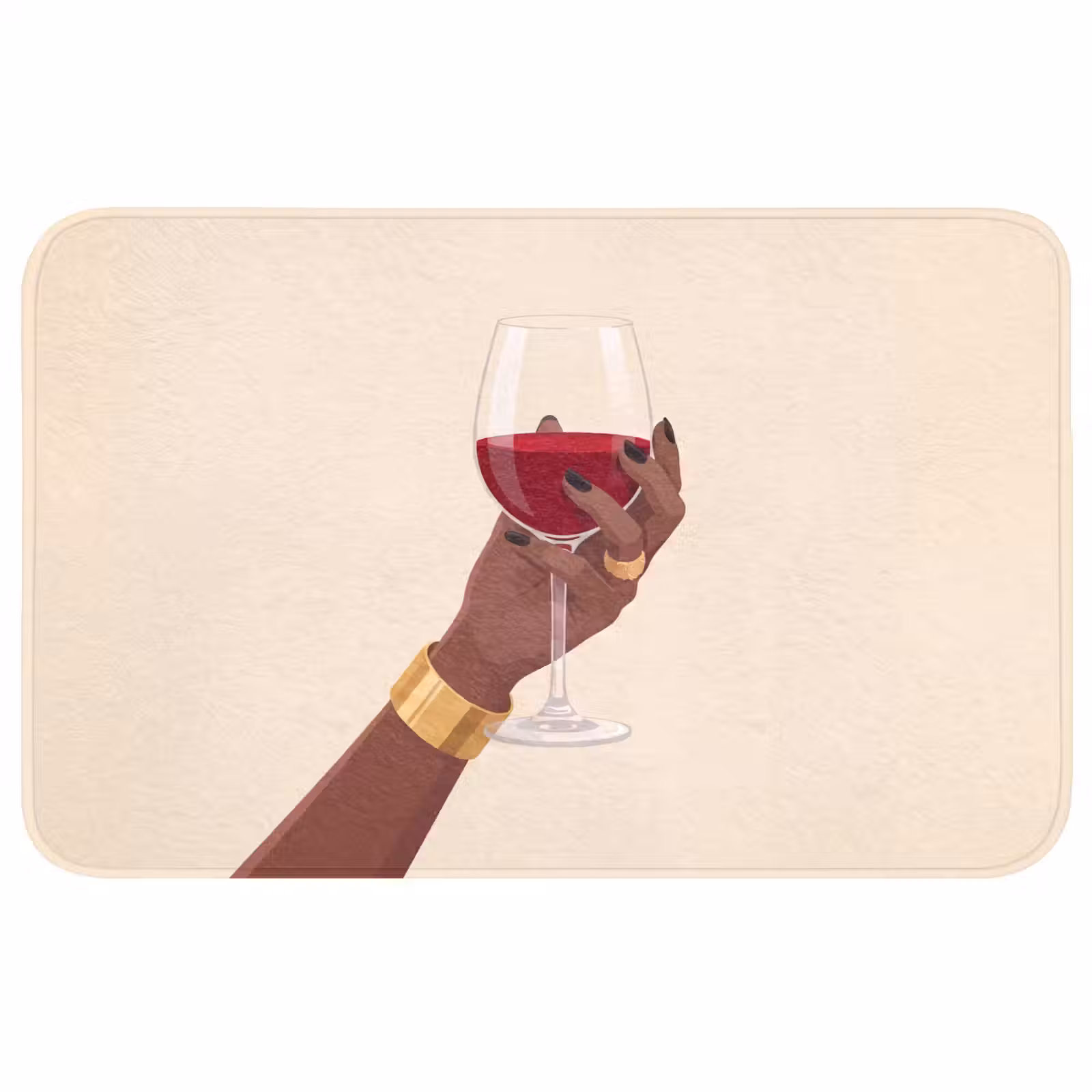 Wc Mat - Vrouw - Wijn - Glas - Illustratie - Rood — 1