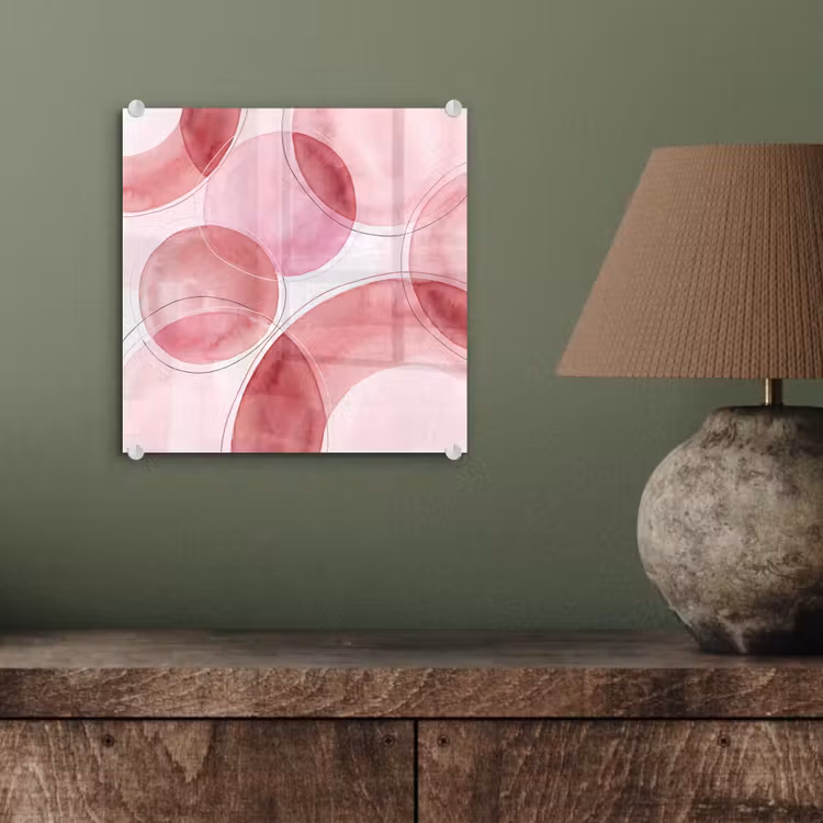 Glas schilderij - Abstract - Cirkels - Modern - Roze - Kunst — 4