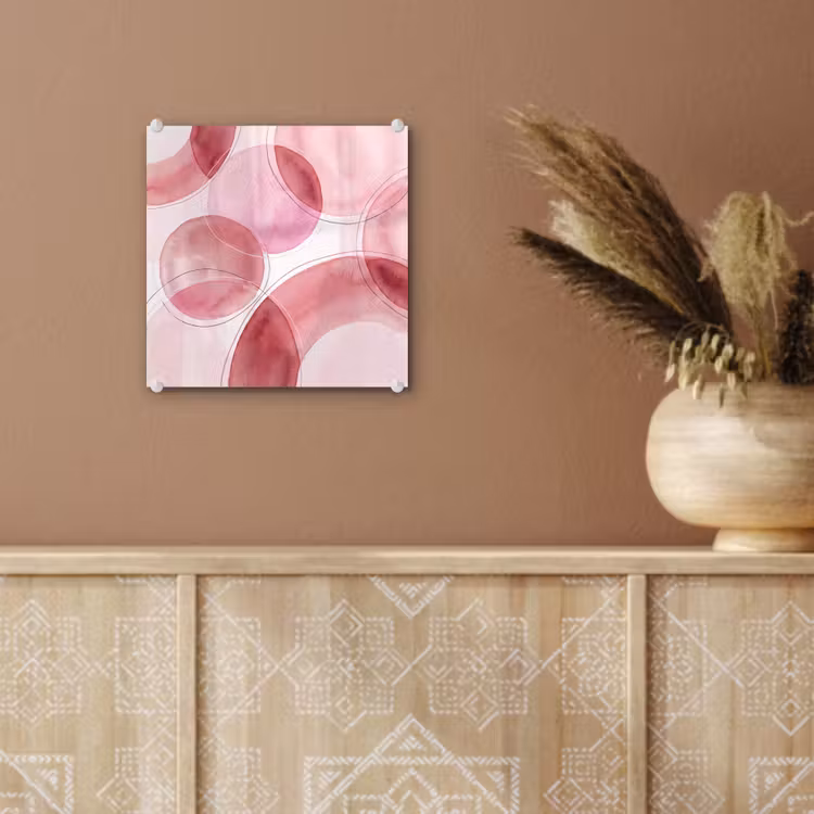 Glas schilderij - Abstract - Cirkels - Modern - Roze - Kunst — 6