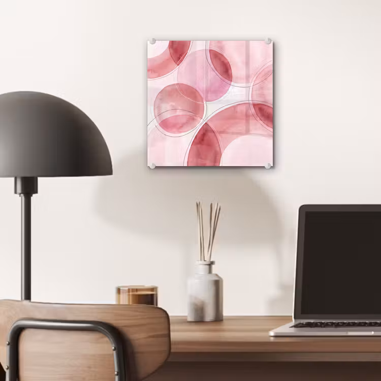 Glas schilderij - Abstract - Cirkels - Modern - Roze - Kunst — 7