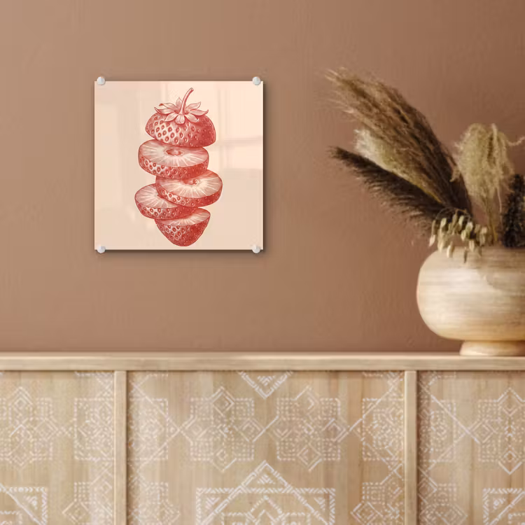 Glas schilderij - Fruit - Gesneden - Illustratie - Rood - Vintage — 6
