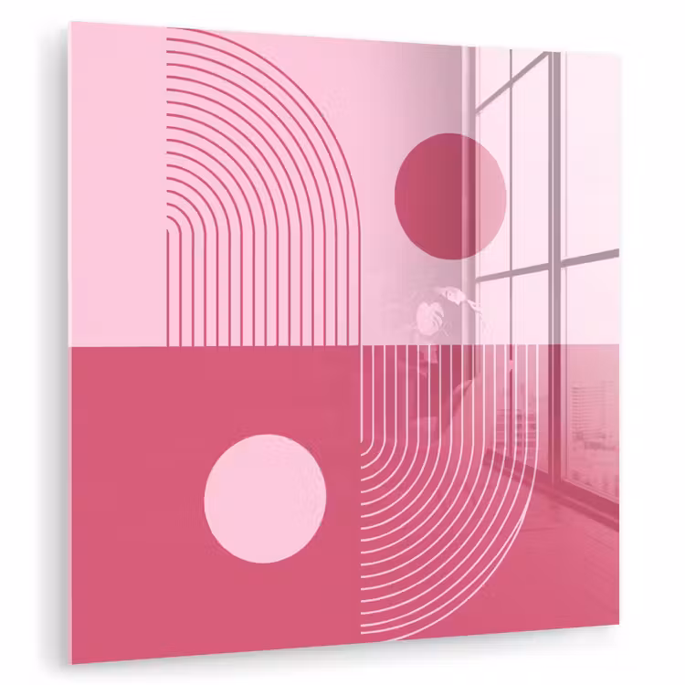 Glas schilderij - Geometrie - Patroon - Abstract - Roze - Modern — 1