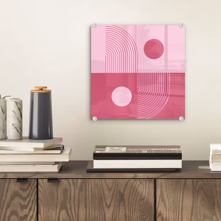 Glas schilderij - Geometrie - Patroon - Abstract - Roze - Modern — 2