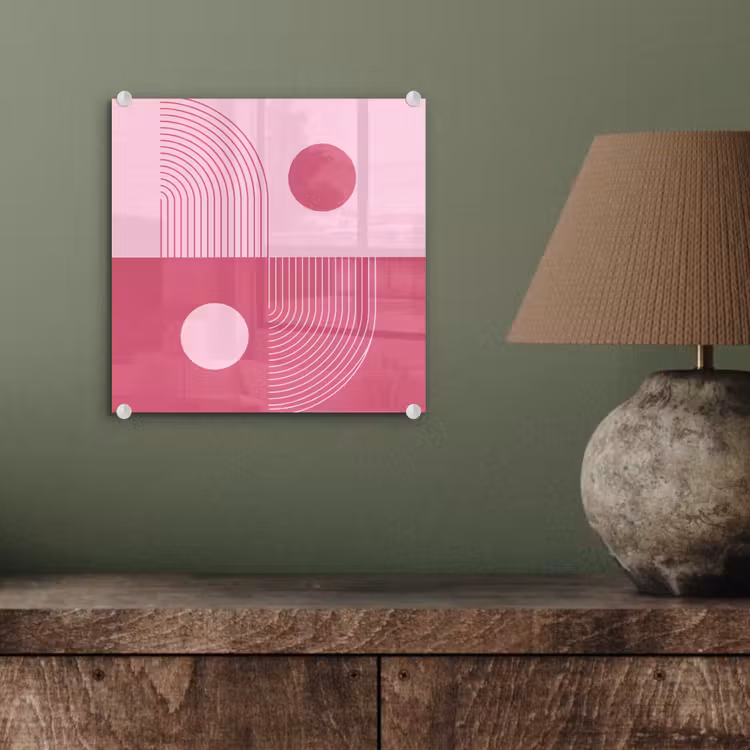 Glas schilderij - Geometrie - Patroon - Abstract - Roze - Modern — 4