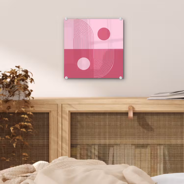 Glas schilderij - Geometrie - Patroon - Abstract - Roze - Modern — 5