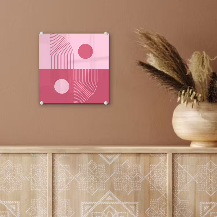 Glas schilderij - Geometrie - Patroon - Abstract - Roze - Modern — 6