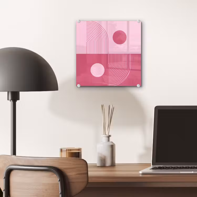 Glas schilderij - Geometrie - Patroon - Abstract - Roze - Modern — 7