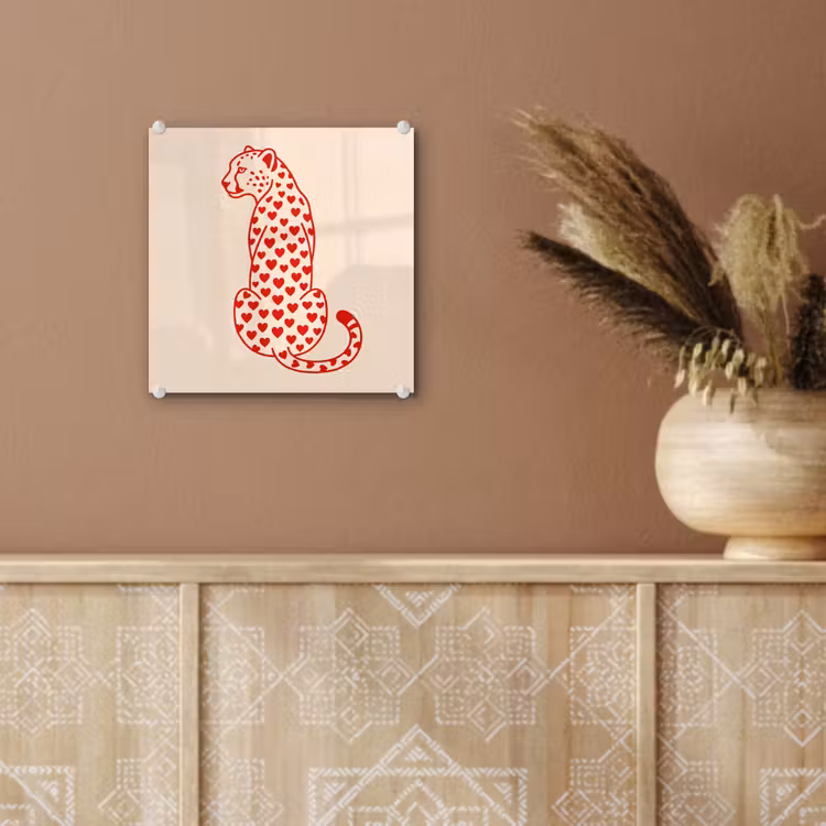 Glas schilderij - Kat - Harten - Dieren - Modern - Rood — 6