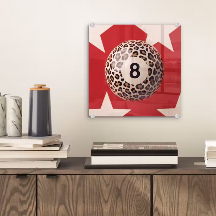 Glas schilderij - Spel - Dierenprint - Nummer 8 - Modern - Rood — 2