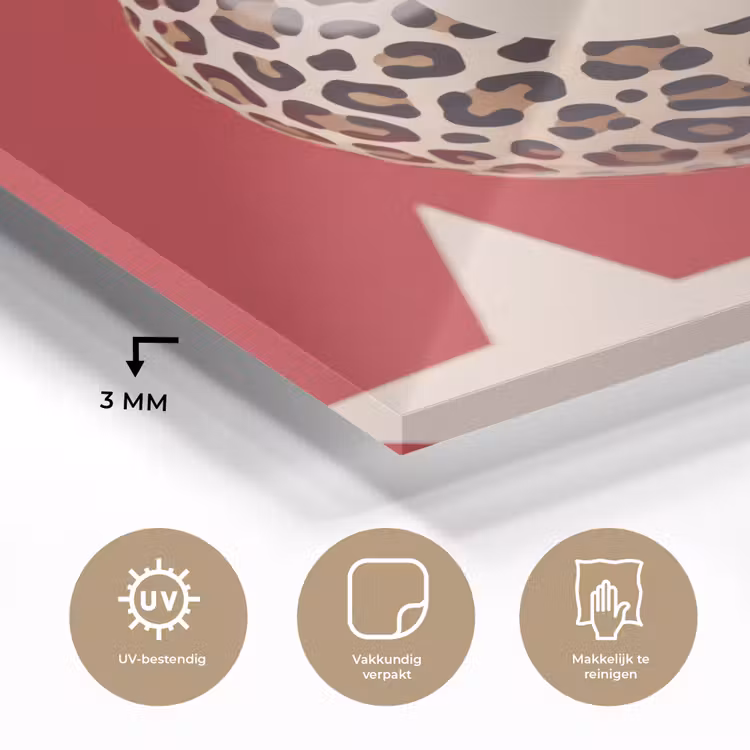 Glas schilderij - Spel - Dierenprint - Nummer 8 - Modern - Rood — 3