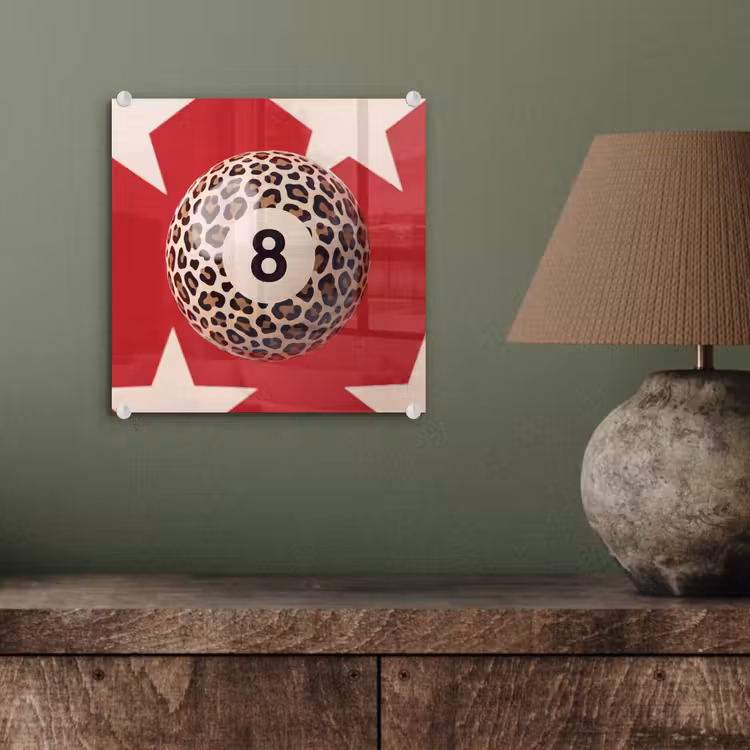 Glas schilderij - Spel - Dierenprint - Nummer 8 - Modern - Rood — 4