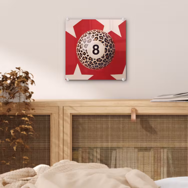 Glas schilderij - Spel - Dierenprint - Nummer 8 - Modern - Rood — 5
