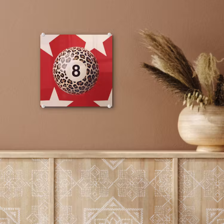 Glas schilderij - Spel - Dierenprint - Nummer 8 - Modern - Rood — 6