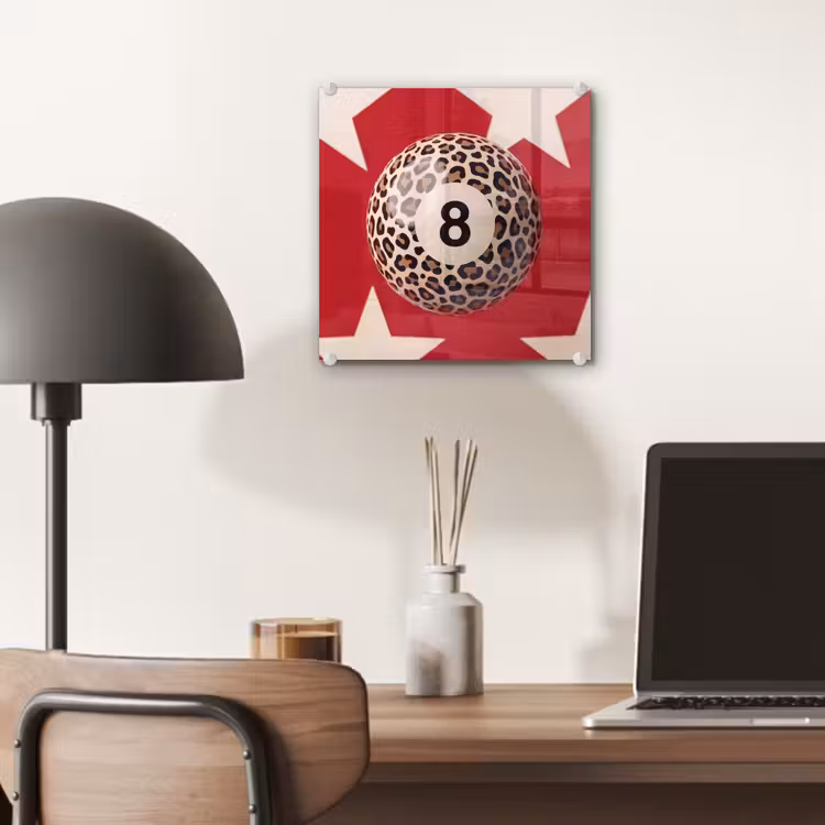 Glas schilderij - Spel - Dierenprint - Nummer 8 - Modern - Rood — 7