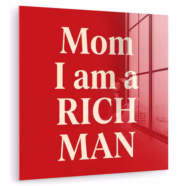 Glas schilderij - Tekst - Rijkdom - Motivatie - Rood - Modern — 1
