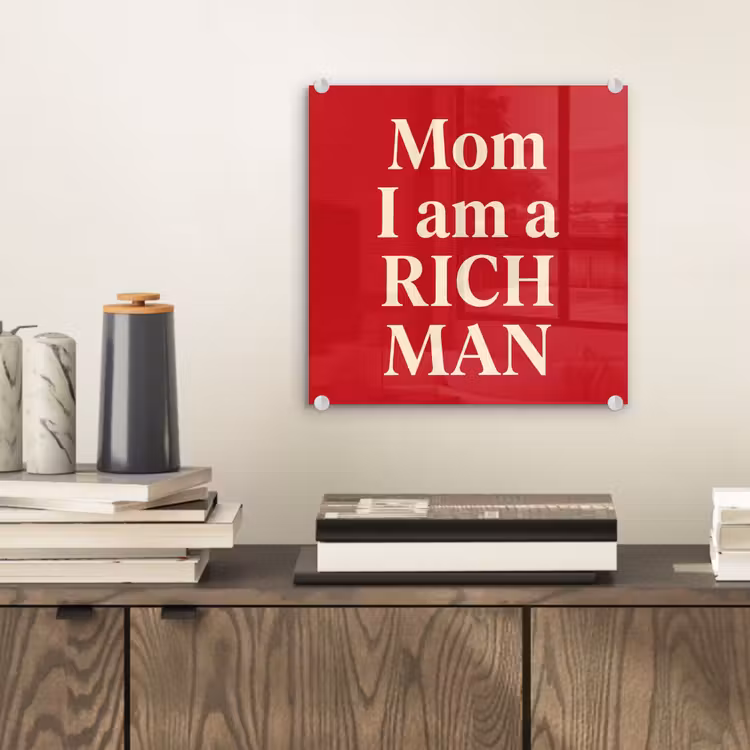 Glas schilderij - Tekst - Rijkdom - Motivatie - Rood - Modern — 2