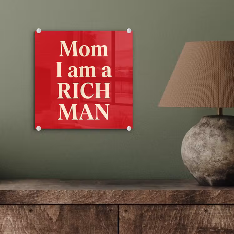 Glas schilderij - Tekst - Rijkdom - Motivatie - Rood - Modern — 4