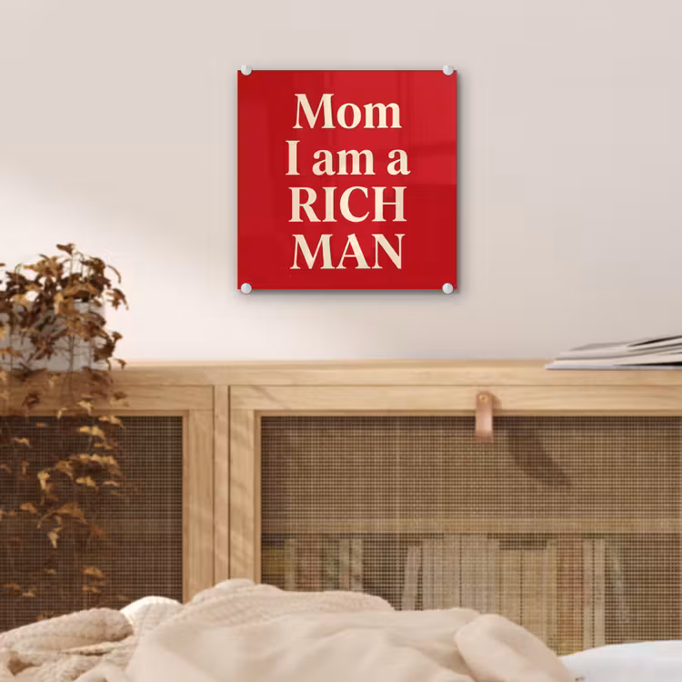Glas schilderij - Tekst - Rijkdom - Motivatie - Rood - Modern — 5