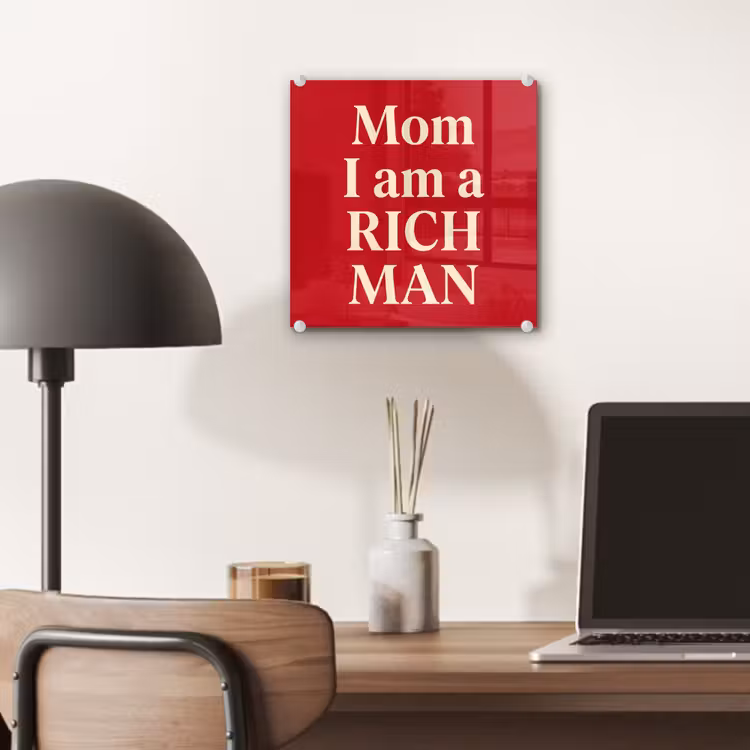 Glas schilderij - Tekst - Rijkdom - Motivatie - Rood - Modern — 7
