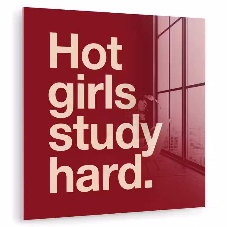 Glas schilderij - Tekst - Studie - Motivatie - Modern - Rood — 1