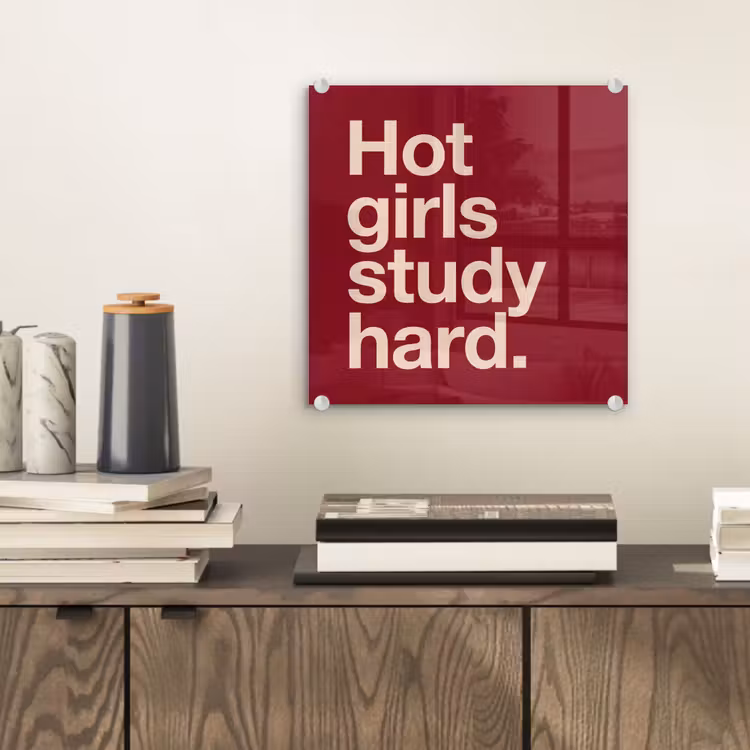 Glas schilderij - Tekst - Studie - Motivatie - Modern - Rood — 2
