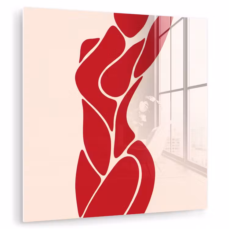 Glas schilderij - Vrouw - Figuur - Abstract - Modern - Rood — 1