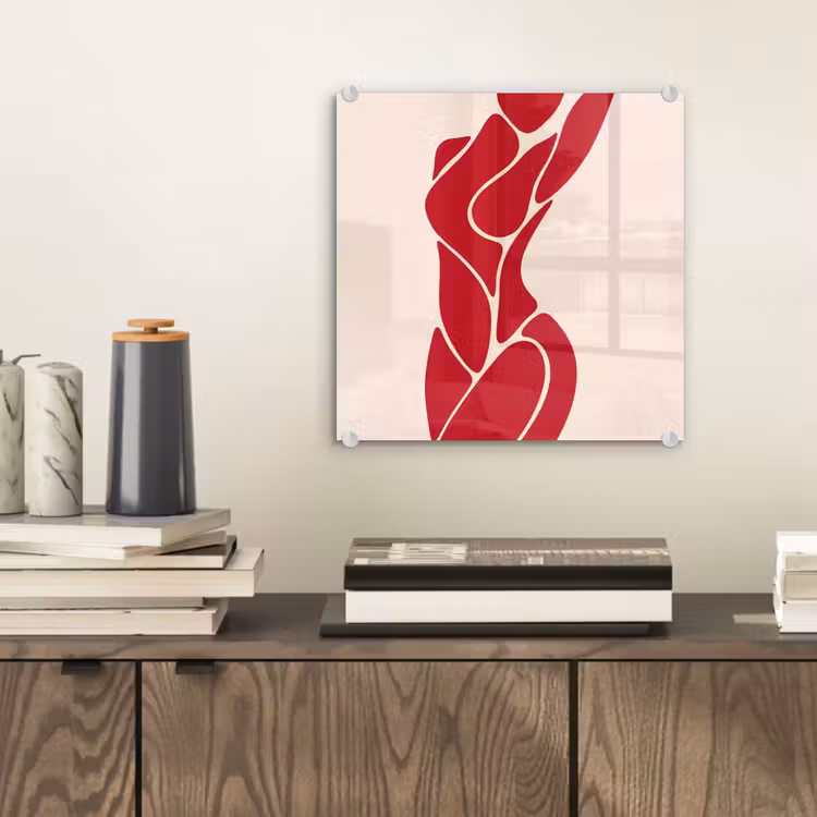 Glas schilderij - Vrouw - Figuur - Abstract - Modern - Rood — 2