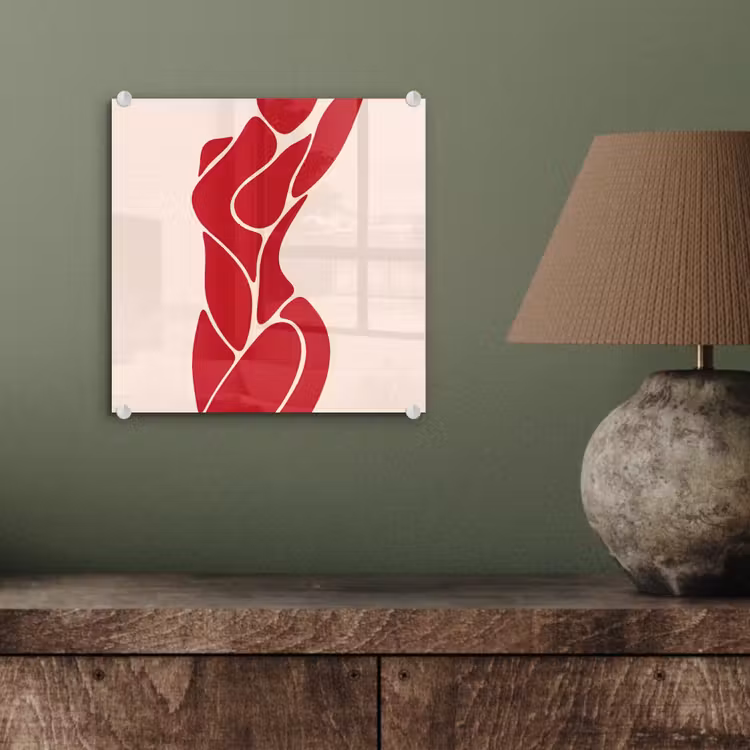 Glas schilderij - Vrouw - Figuur - Abstract - Modern - Rood — 4