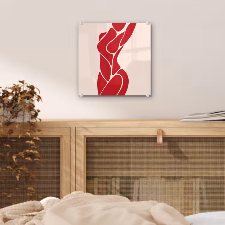 Glas schilderij - Vrouw - Figuur - Abstract - Modern - Rood — 5